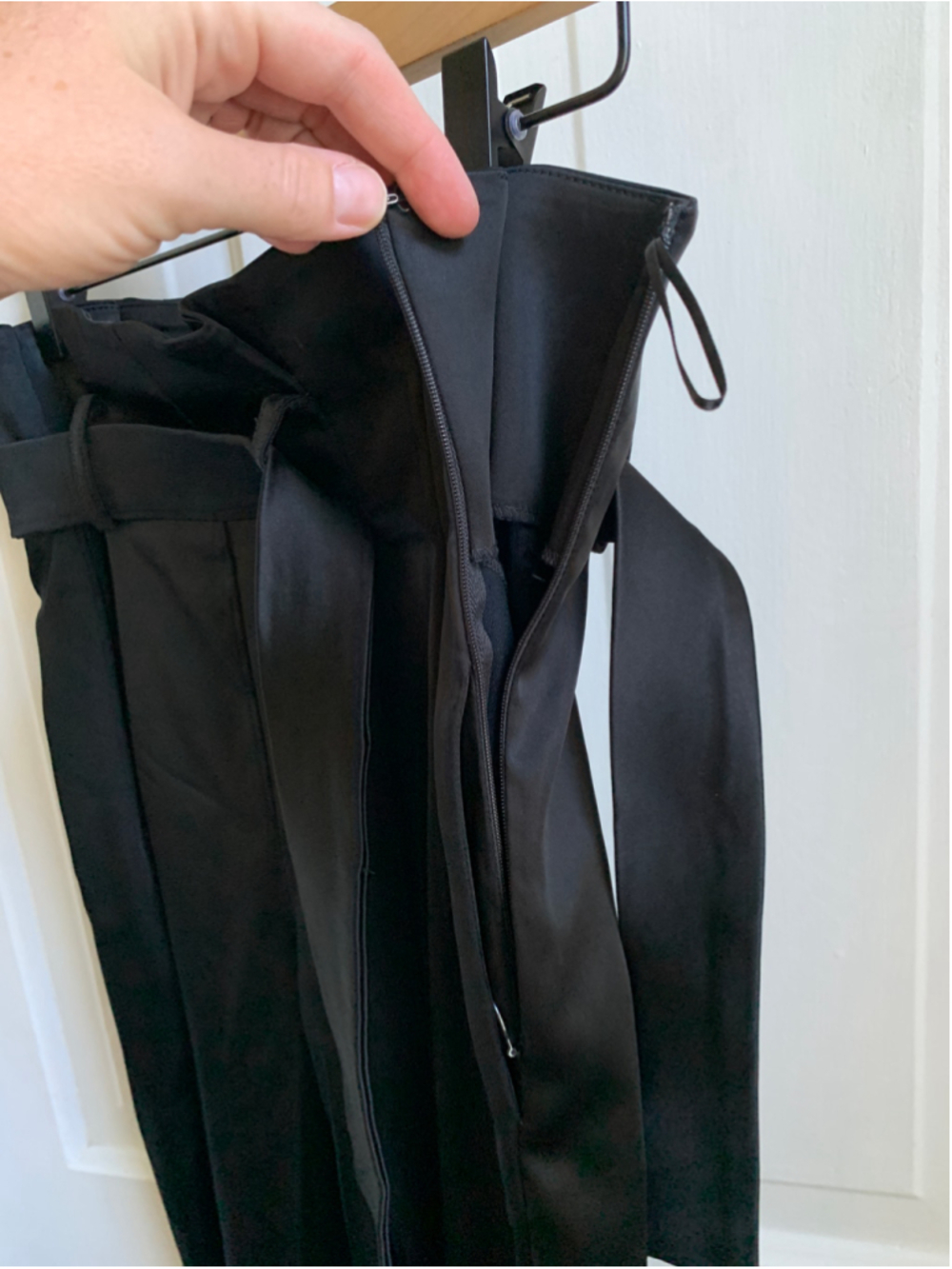 Women's Amanda Uprichard Black Satin High-Waisted Trousers Size S Office Upscale - Picture 4 of 6